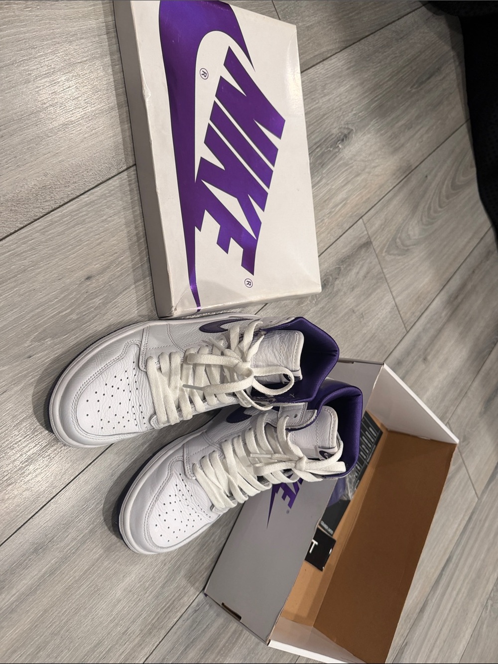 Nike Shoe Box with White and Purple Branding